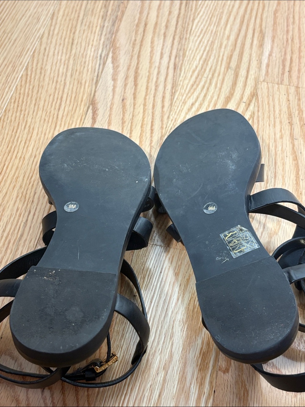 Tory Burch Black Leather Strappy Ankle Wrap Sandals - Picture 4 of 5